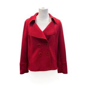 Red Double-Breasted Pea Coat - Women